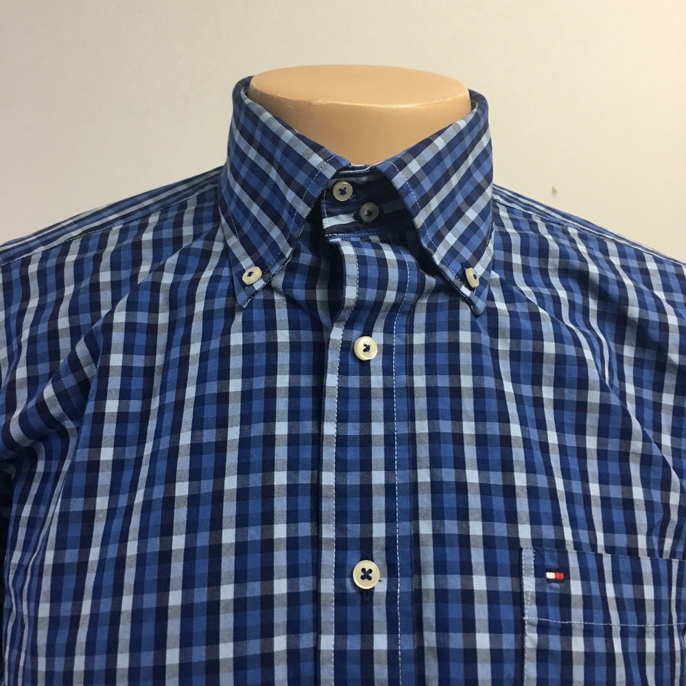 Tommy Hilfiger Blue Plaid Button Front L/S